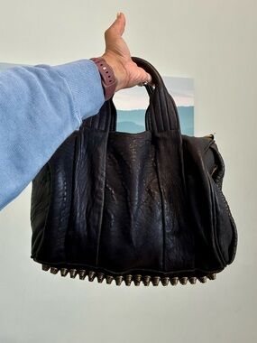 ALEXANDER WANG ROCCO pebbled Leather Studded Satchel